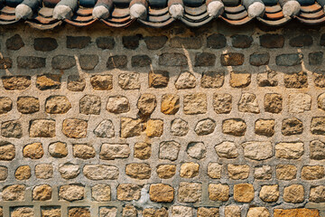 Korean traditional stone wall at Jongmyo Shrine in Seoul, Korea