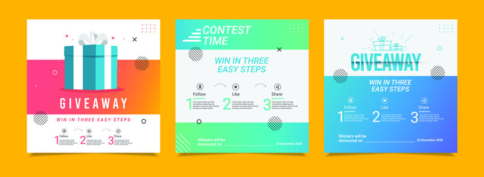 Giveaway social media contest vector template.