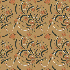 Folk floral pattern. Abstract flowers print. seamless pattern