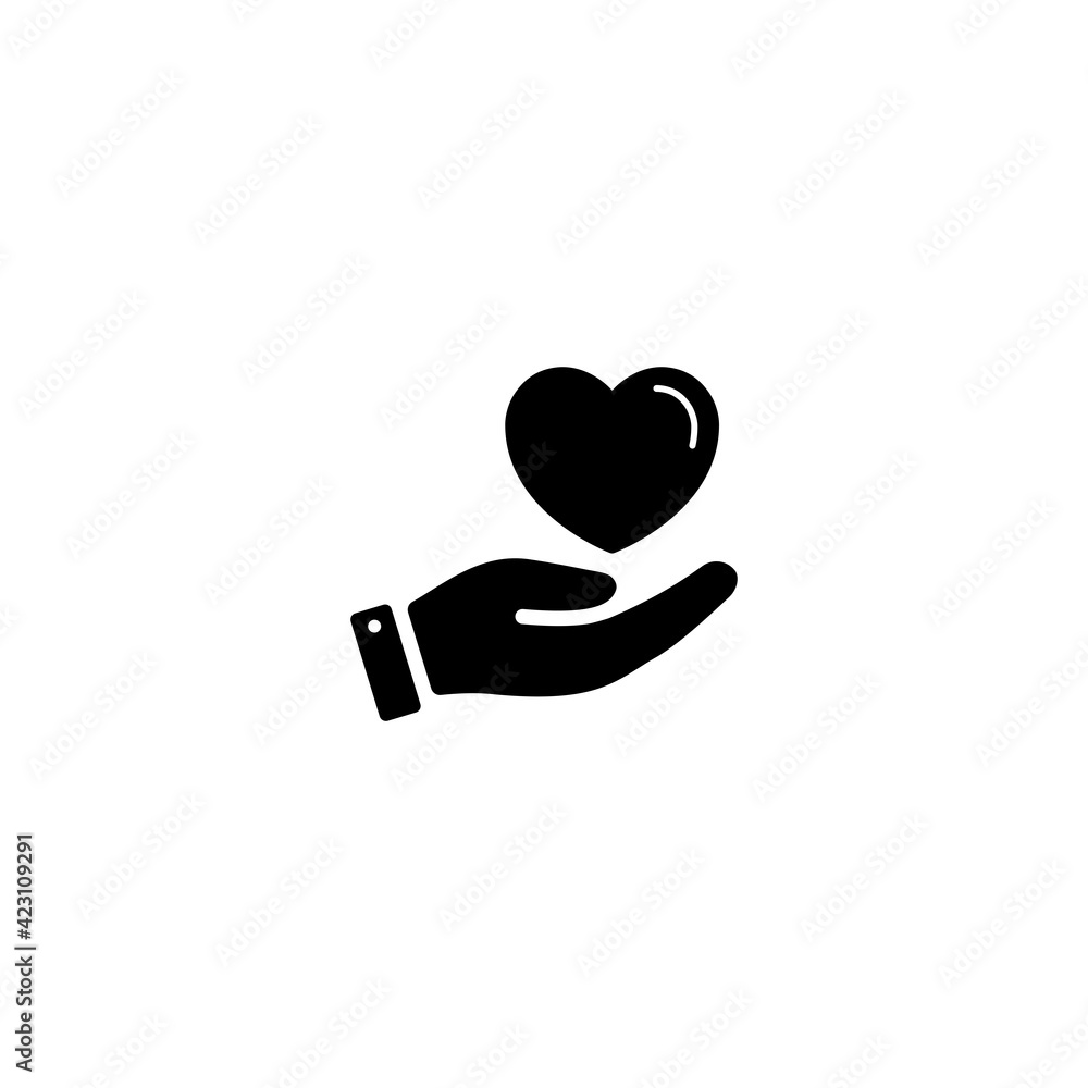 Poster heart in palms icon vector for web, computer and mobile app