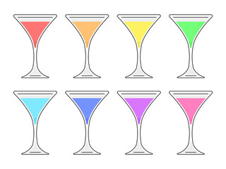 グラスに入ったカクテルのイラストセット