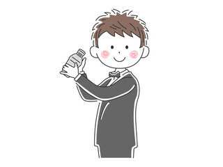 カクテルを作る男性バーテンダーのイラスト