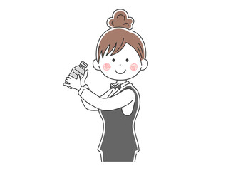 カクテルを作る女性バーテンダーのイラスト