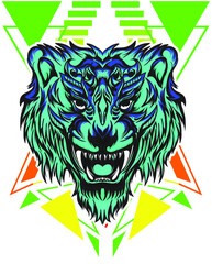 fantasy green tiger with ornament. With Jpg Eps files