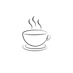 hot coffee or tea cup stroke vector.