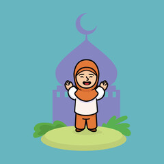 Muslim girl Ramadan Kareem illustration