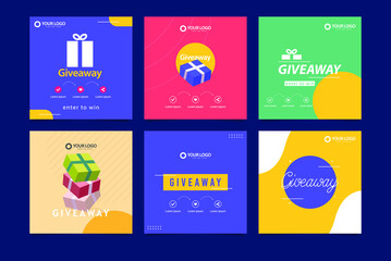 Giveaway social media contest vector template.