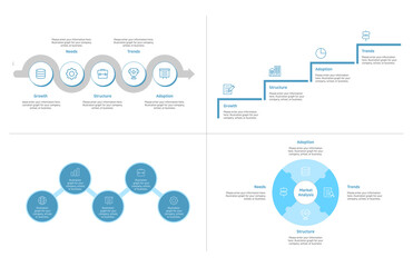 Set of infographic illustrations for presentations. Presentation, flyer, annual report, book, brochure, flyer template design.