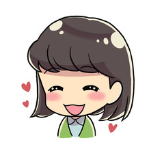 ハッピーな女性 デフォルメキャラ ハート