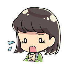 困っている女性 デフォルメキャラ 汗