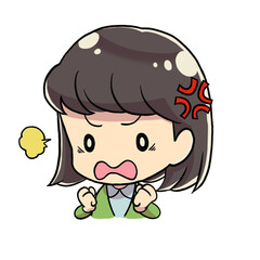 怒っている女性 デフォルメキャラ プンプン