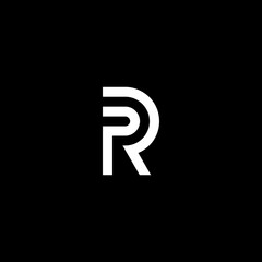 Modern creative elegant, unique artistic black and white color. letter PR logo icon vector
