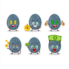 Blue Grey easter egg cartoon character with cute emoticon bring money