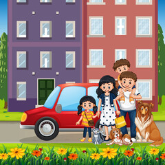 Obraz na płótnie Canvas Outdoor scene with happy family