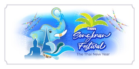 VECTOR ILLUSTRATION  FOR HAPPY SONGKRAN, THAILAND FESTIVAL WITH TEXT SONGKRAN MEANS  NEW YEAR