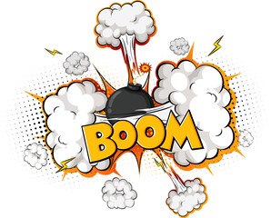 Comic speech bubble with boom text