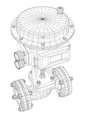 Valve with automatic electro-actuated. Vector