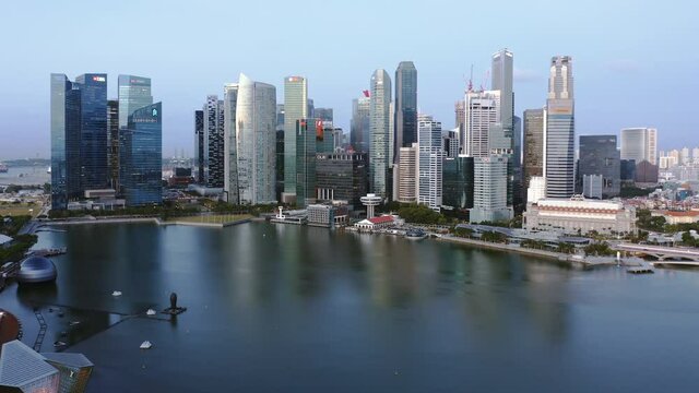 Aerial view of downtown district, Singapore
