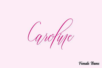 Caroline-Female Name Typography Text On Pink Background