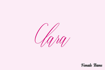 Clara-Female Name Typography Text On Pink Background