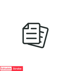 Document line icon. Simple outline style. Note, information, paper, sheet, pictogram, contract, copy concept. Page file, list text vector illustration isolated for web design. Editable stroke EPS 10.