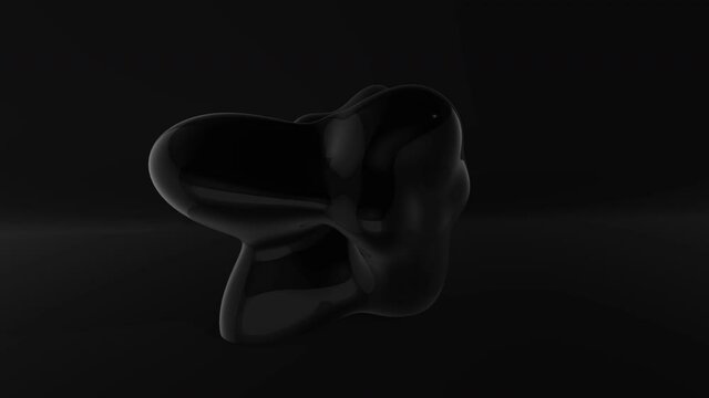 Fashionable background animation of black neomorphism movement with rotation of various shapes with shadow. This dark minimalist abstract background.