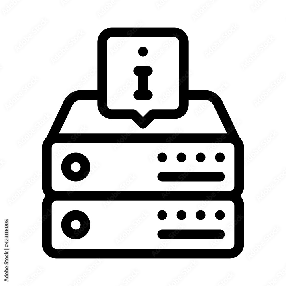 Poster information on server for machine learning line icon vector illustration