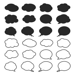 Comic speech bubble set background. Bubble vintage style flat and outline design.