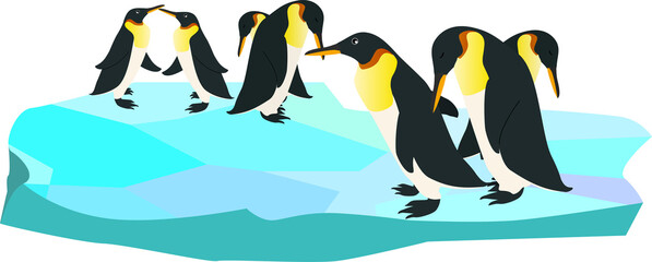 氷の上にいる可愛いペンギンの群れ