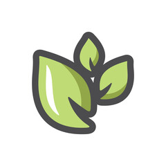 Green Leaves set Vector icon Cartoon illustration