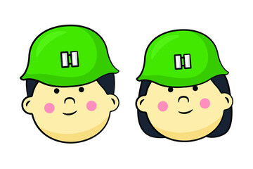 Cute male and female soldier in drawing style isolated vector. Hand drawn object illustration for your presentation, teaching materials or others.