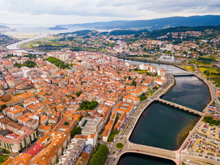 Fototapeta na wymiar Aerial view on the city Pontevedra. Spain