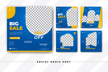 Set of fashion big sale instagram social media post template