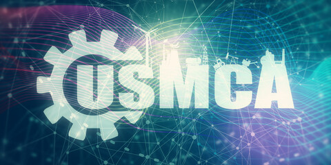 USMCA - United States Mexico Canada Agreement. Lines with dots connected backdrop