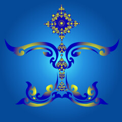 Vector illustration. Thai art pattern or Line Thai background wallpaper design texture.