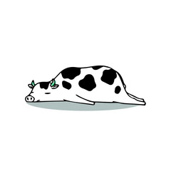 Lazy cow sleeping, vector illustration
