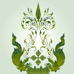 Vector illustration. Thai art pattern or Line Thai background wallpaper design texture.