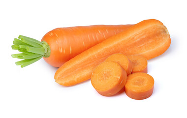 Fresh carrot and sliced isolated on whith background.