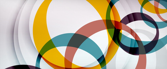 Obraz premium Ring geometric shapes, o letter repetition wallpaper. Abstract background for business or technology presentations, internet posters or web brochure covers