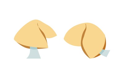 Two Christmas Chinese fortune cookies. Colored vector illustration isolated on white background.