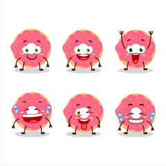 Cartoon character of strawberry donut with smile expression