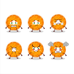 Orange cream donut cartoon character with various angry expressions