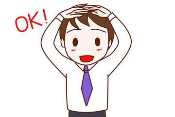 手で丸を作ってOKサインを出す男性