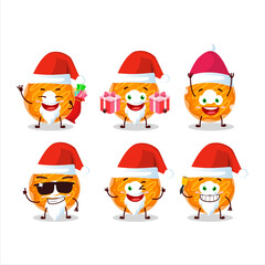 Santa Claus emoticons with orange cream donut cartoon character