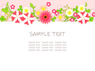 カラフルな春の花のイラストフレーム