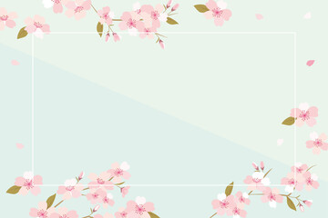 Obraz na płótnie Canvas Vector background illustration with cherry blossom flowers