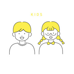 笑顔の男の子と女の子のイラスト