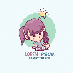 kids girls hapy study reading book