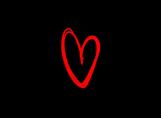 Basic RGB Heart illustration line art for template with black and red color.