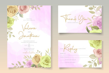Fototapeta na wymiar Wedding card template with floral theme